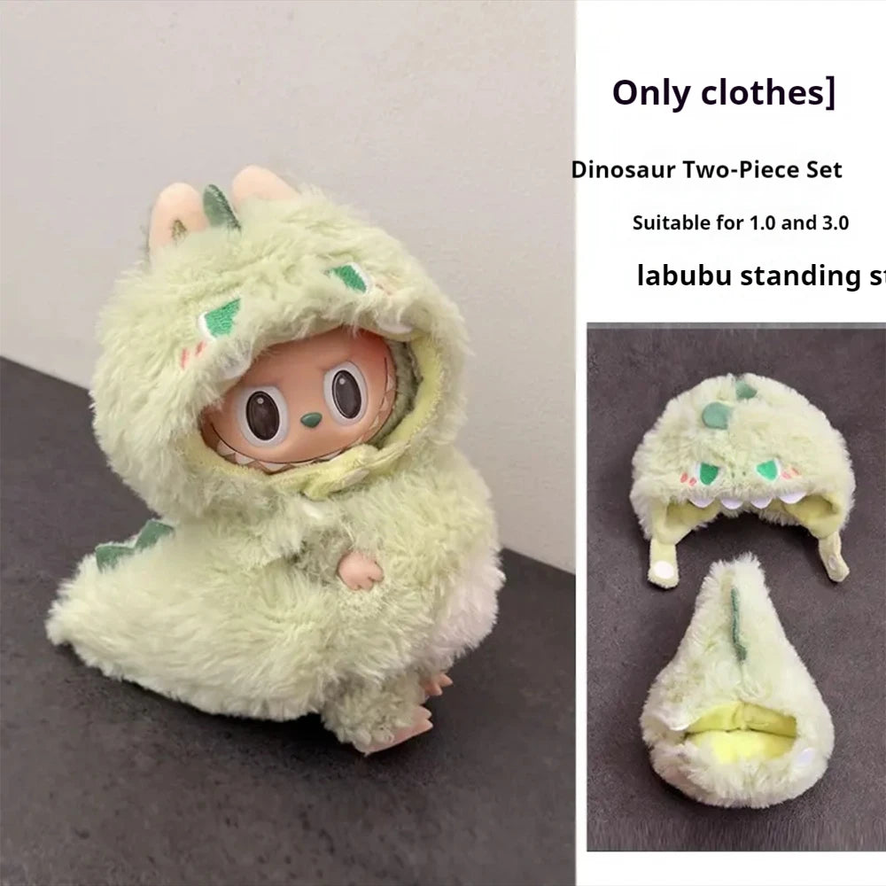 17cm The Monsters Wacky Mini Plush Doll'S Clothes Outfit Accessories Labubu Idol V1 V2 Bee Dinosaur Shark Costume Clothing Gift