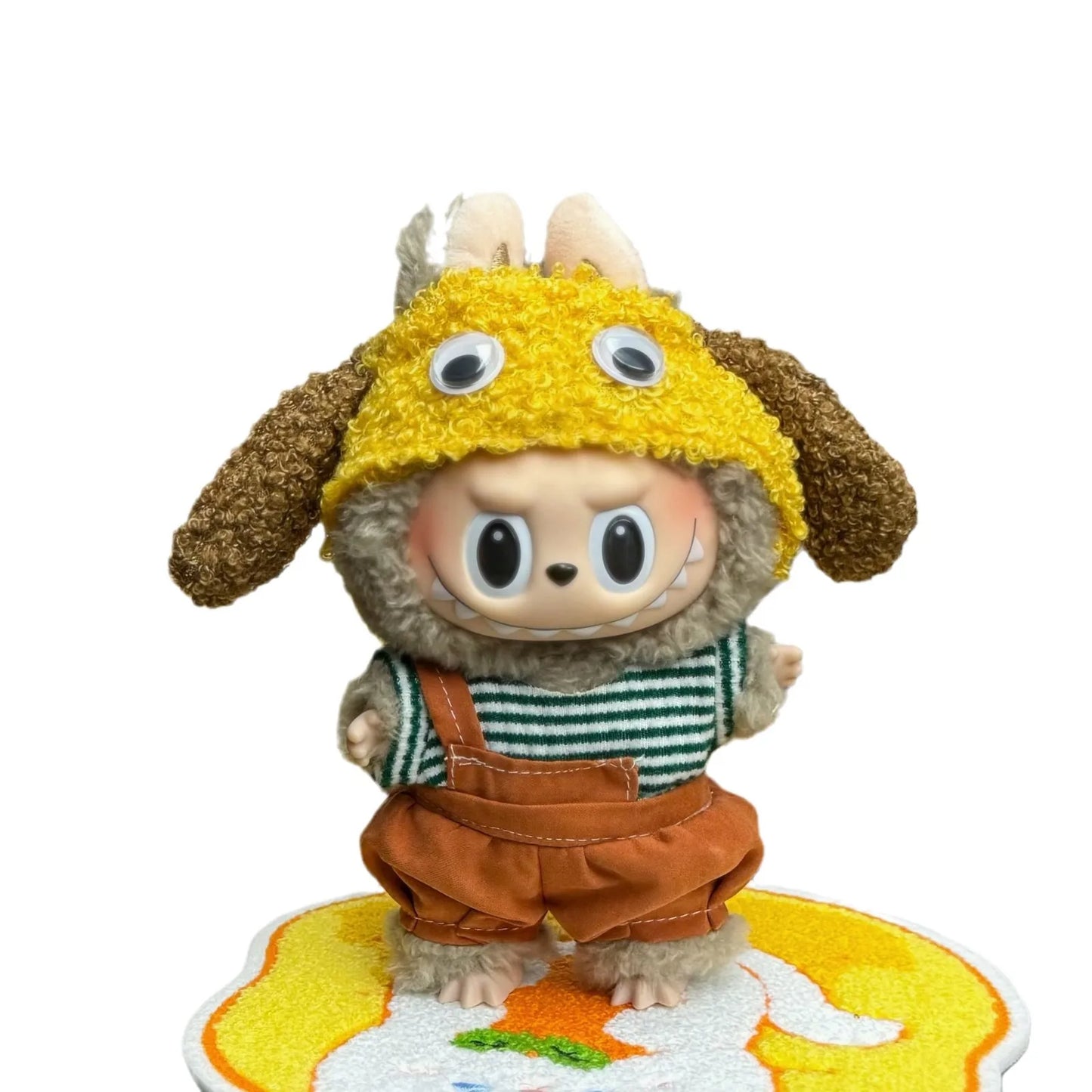 For 17cm V1V2 Labubu clothes Knitted hat Sweater overalls set Labubu Sitting Party Doll clothing Cute Dog hat accessories