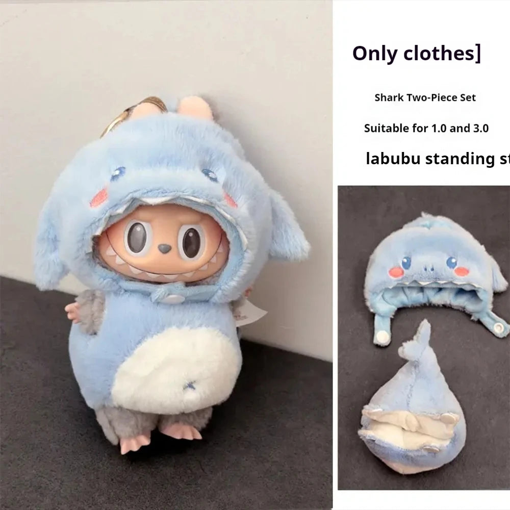 17cm The Monsters Wacky Mini Plush Doll'S Clothes Outfit Accessories Labubu Idol V1 V2 Bee Dinosaur Shark Costume Clothing Gift