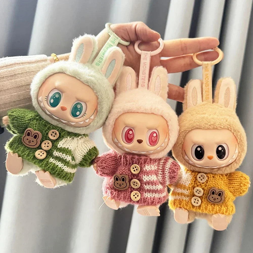 For 15-17 cm v1v2 Labubu Clothes outfit Labubu Sitting Party Bear Label Scarf Hat Bag Dolls Accessories Cute Decoration