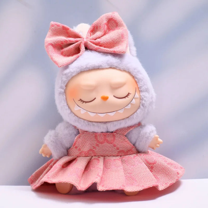 17cm Labubus Mini Doll luxury clothing set Bow headband dress Outfit  Labubu II Doll Sitting Party Game Clothes Toys accessories