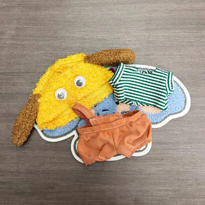 For 17cm V1V2 Labubu clothes Knitted hat Sweater overalls set Labubu Sitting Party Doll clothing Cute Dog hat accessories