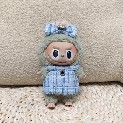 17cm Labubus Mini Doll luxury clothing set Bow headband dress Outfit  Labubu II Doll Sitting Party Game Clothes Toys accessories