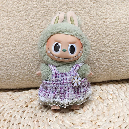 17cm Labubus Mini Doll luxury clothing set Bow headband dress Outfit  Labubu II Doll Sitting Party Game Clothes Toys accessories