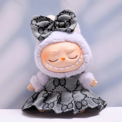 17cm Labubus Mini Doll luxury clothing set Bow headband dress Outfit  Labubu II Doll Sitting Party Game Clothes Toys accessories