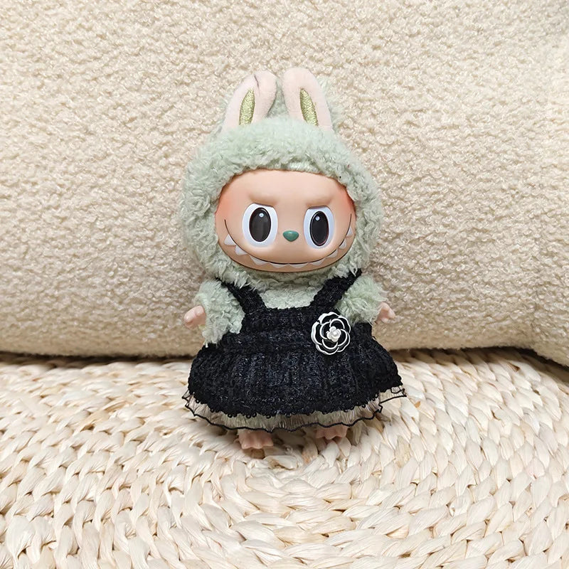 17cm Labubus Mini Doll luxury clothing set Bow headband dress Outfit  Labubu II Doll Sitting Party Game Clothes Toys accessories