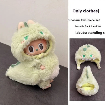 17cm The Monsters Wacky Mini Plush Doll'S Clothes Outfit Accessories Labubu Idol V1 V2 Bee Dinosaur Shark Costume Clothing Gift