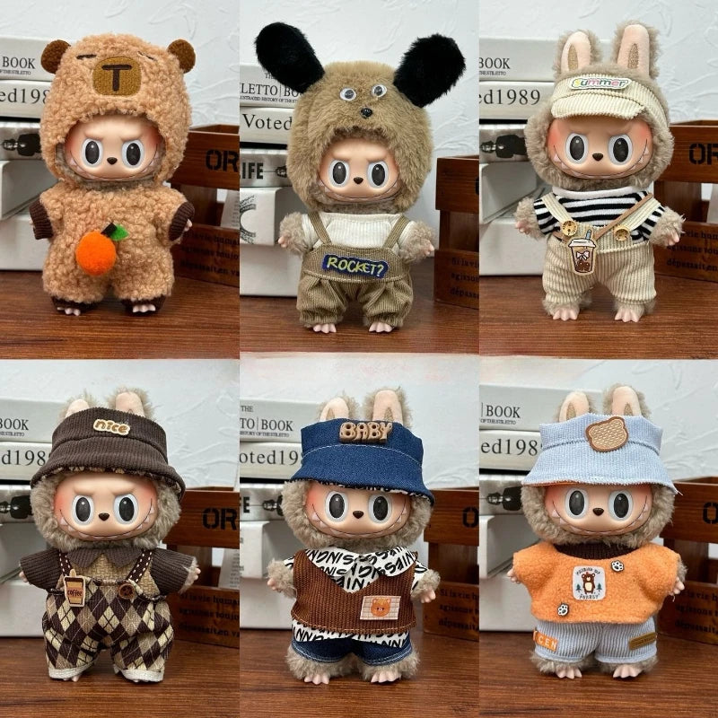 Labubu Doll Clothes Capybara Cos Suit V1 V2  Outfit Stylish Clothing Set for Plush Toy Dolls 17cm Cute Model Accessories
