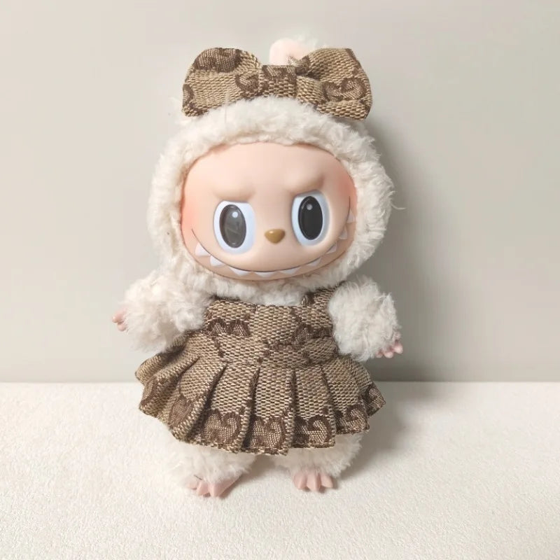 17cm Labubus Mini Doll luxury clothing set Bow headband dress Outfit  Labubu II Doll Sitting Party Game Clothes Toys accessories