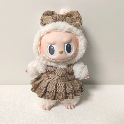 17cm Labubus Mini Doll luxury clothing set Bow headband dress Outfit  Labubu II Doll Sitting Party Game Clothes Toys accessories