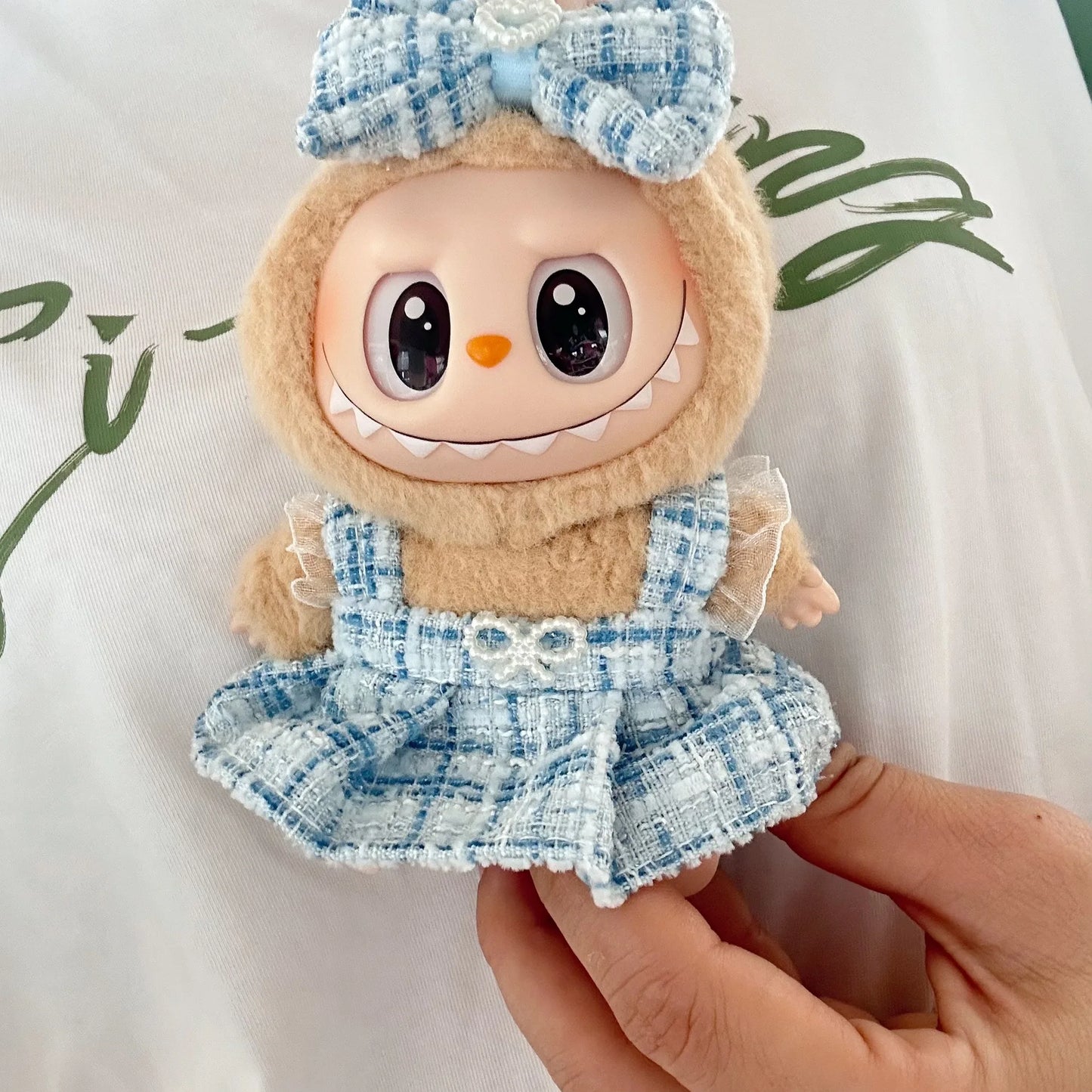 17cm Labubus Mini Doll luxury clothing set Bow headband dress Outfit  Labubu II Doll Sitting Party Game Clothes Toys accessories