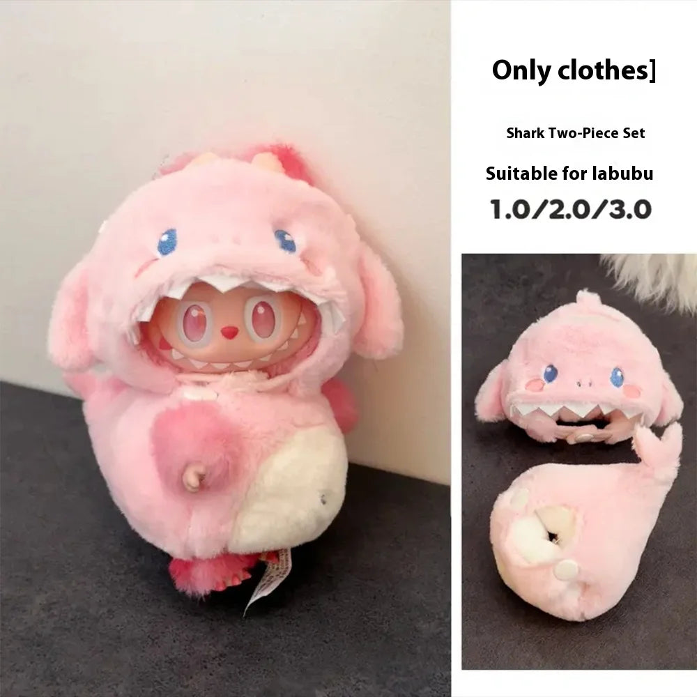 17cm The Monsters Wacky Mini Plush Doll'S Clothes Outfit Accessories Labubu Idol V1 V2 Bee Dinosaur Shark Costume Clothing Gift