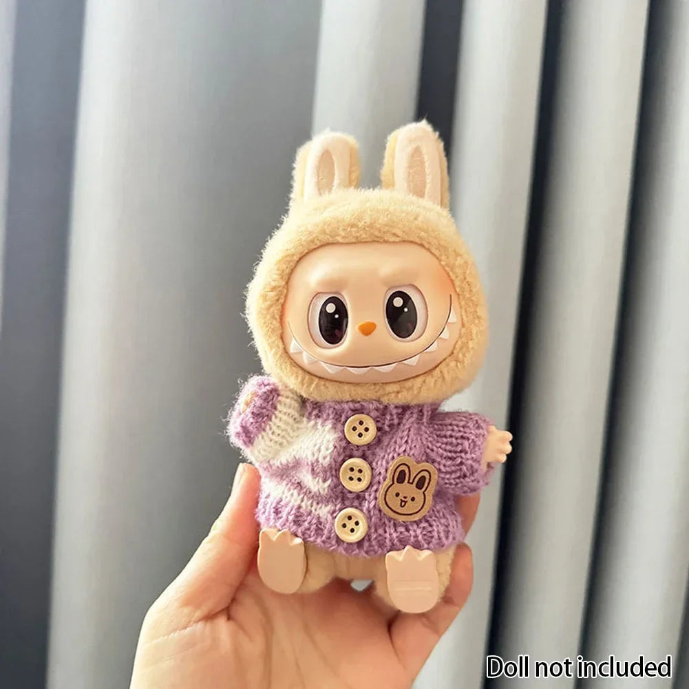 For 15-17 cm v1v2 Labubu Clothes outfit Labubu Sitting Party Bear Label Scarf Hat Bag Dolls Accessories Cute Decoration
