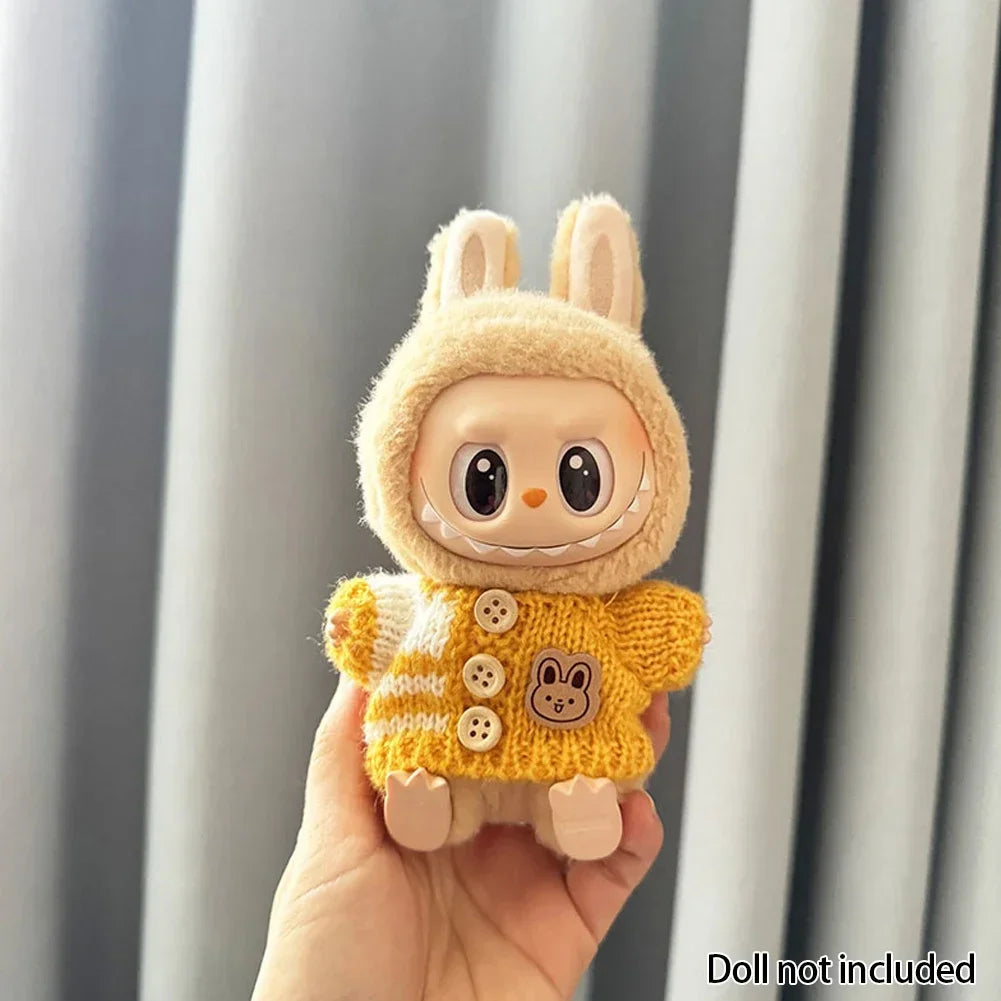 For 15-17 cm v1v2 Labubu Clothes outfit Labubu Sitting Party Bear Label Scarf Hat Bag Dolls Accessories Cute Decoration