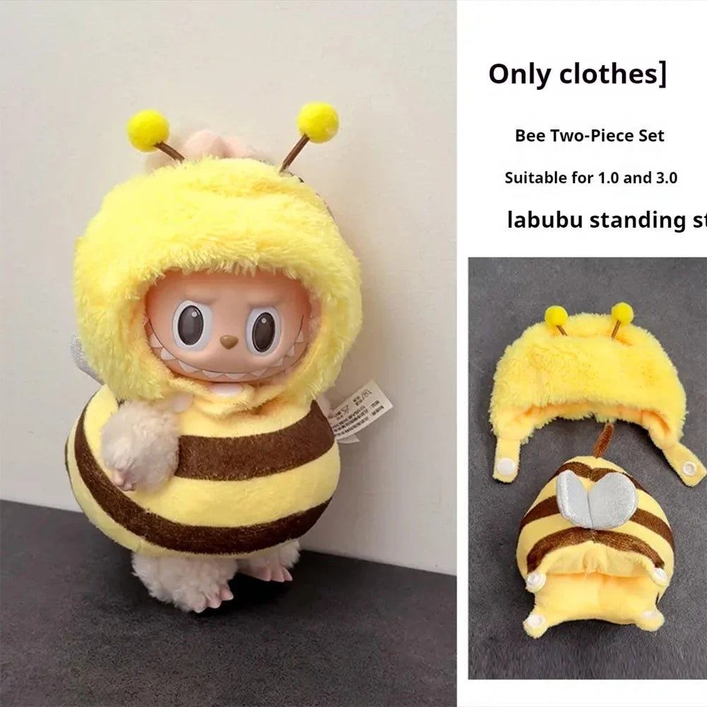 17cm The Monsters Wacky Mini Plush Doll'S Clothes Outfit Accessories Labubu Idol V1 V2 Bee Dinosaur Shark Costume Clothing Gift