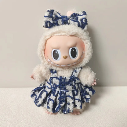 17cm Labubus Mini Doll luxury clothing set Bow headband dress Outfit  Labubu II Doll Sitting Party Game Clothes Toys accessories