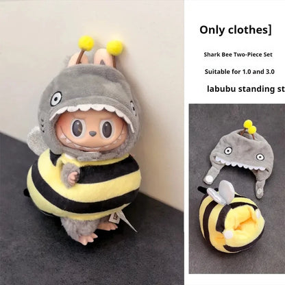 17cm The Monsters Wacky Mini Plush Doll'S Clothes Outfit Accessories Labubu Idol V1 V2 Bee Dinosaur Shark Costume Clothing Gift