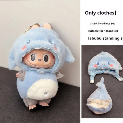 17cm The Monsters Wacky Mini Plush Doll'S Clothes Outfit Accessories Labubu Idol V1 V2 Bee Dinosaur Shark Costume Clothing Gift