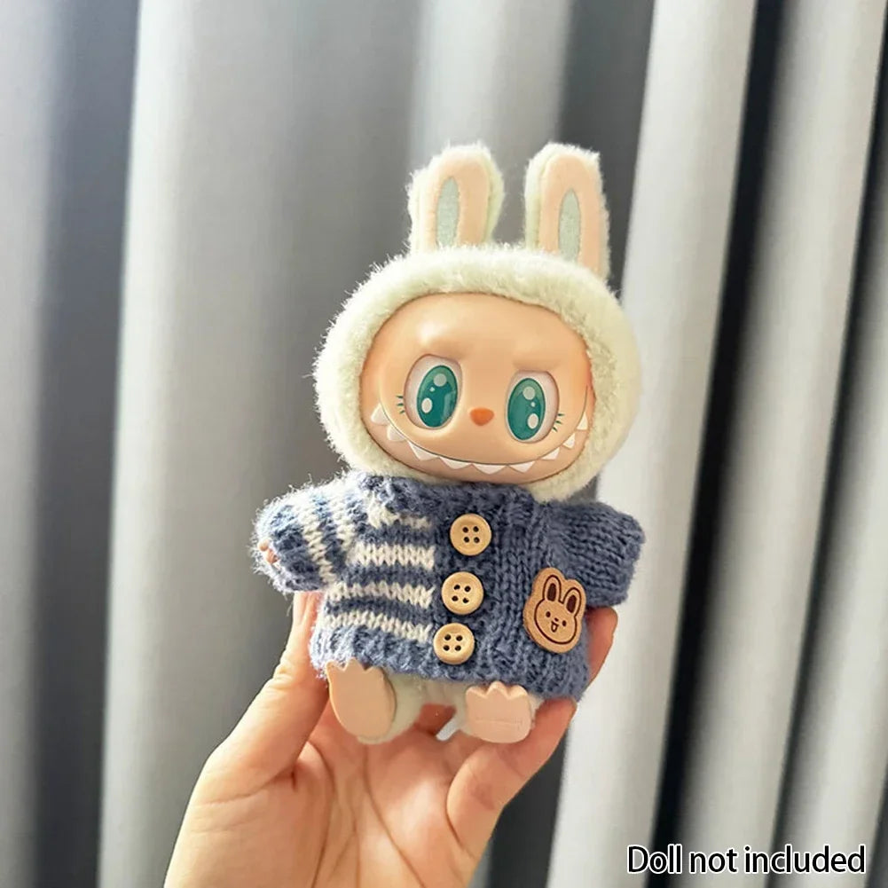 For 15-17 cm v1v2 Labubu Clothes outfit Labubu Sitting Party Bear Label Scarf Hat Bag Dolls Accessories Cute Decoration