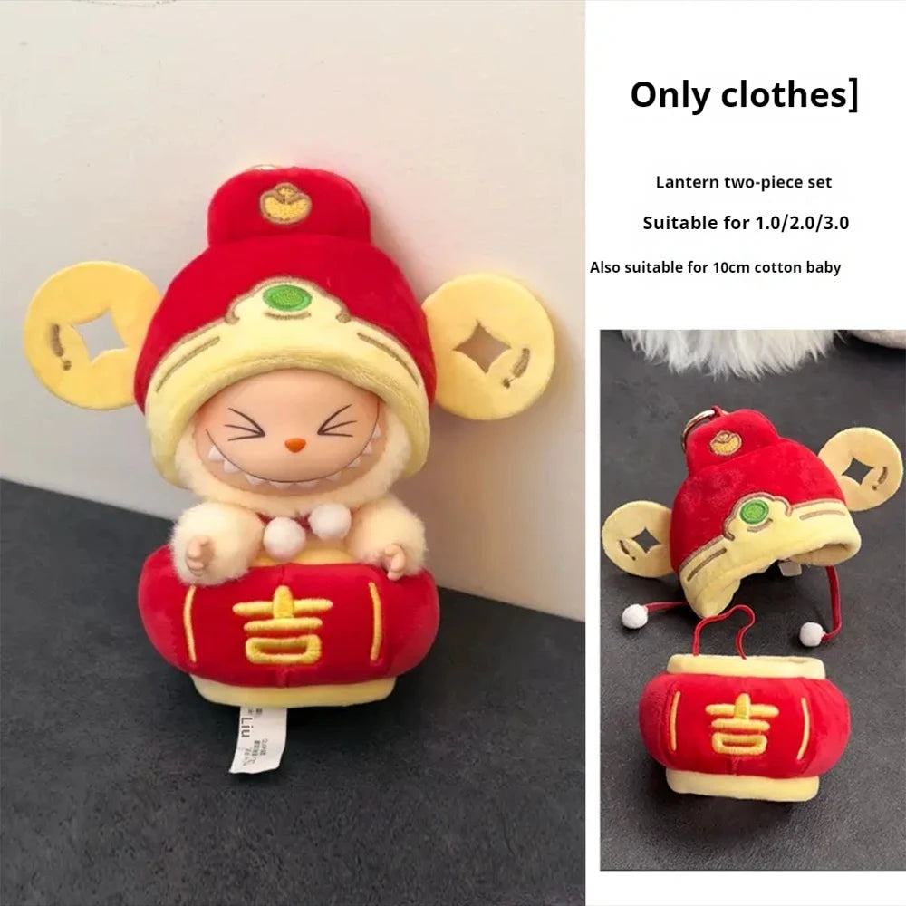 17cm The Monsters Wacky Mini Plush Doll'S Clothes Outfit Accessories Labubu Idol V1 V2 Bee Dinosaur Shark Costume Clothing Gift