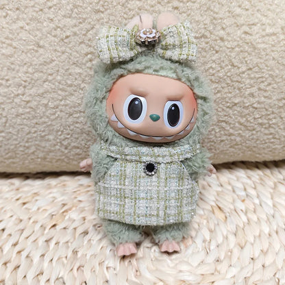 17cm Labubus Mini Doll luxury clothing set Bow headband dress Outfit  Labubu II Doll Sitting Party Game Clothes Toys accessories